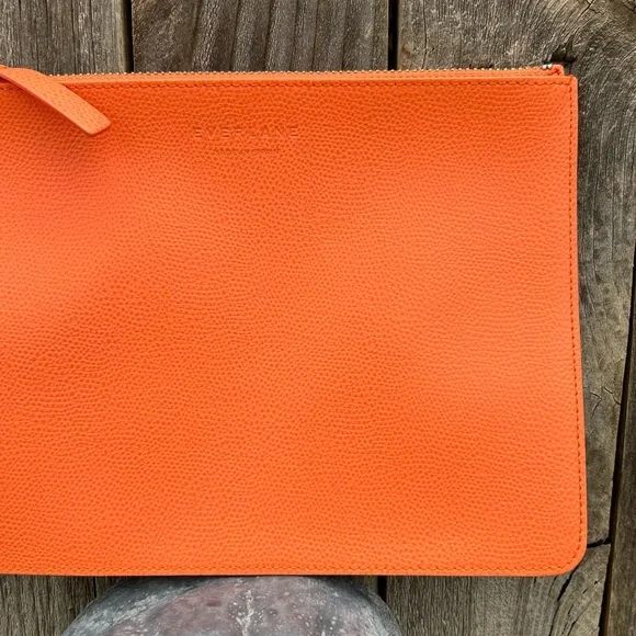 Everlane The Leather Zip Pouch Clutch Orange - Picture 5 of 15